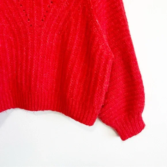 BOGO! Free People Carter Soft Chunky Knit Pullover Red Size Medium - Picture 7 of 10